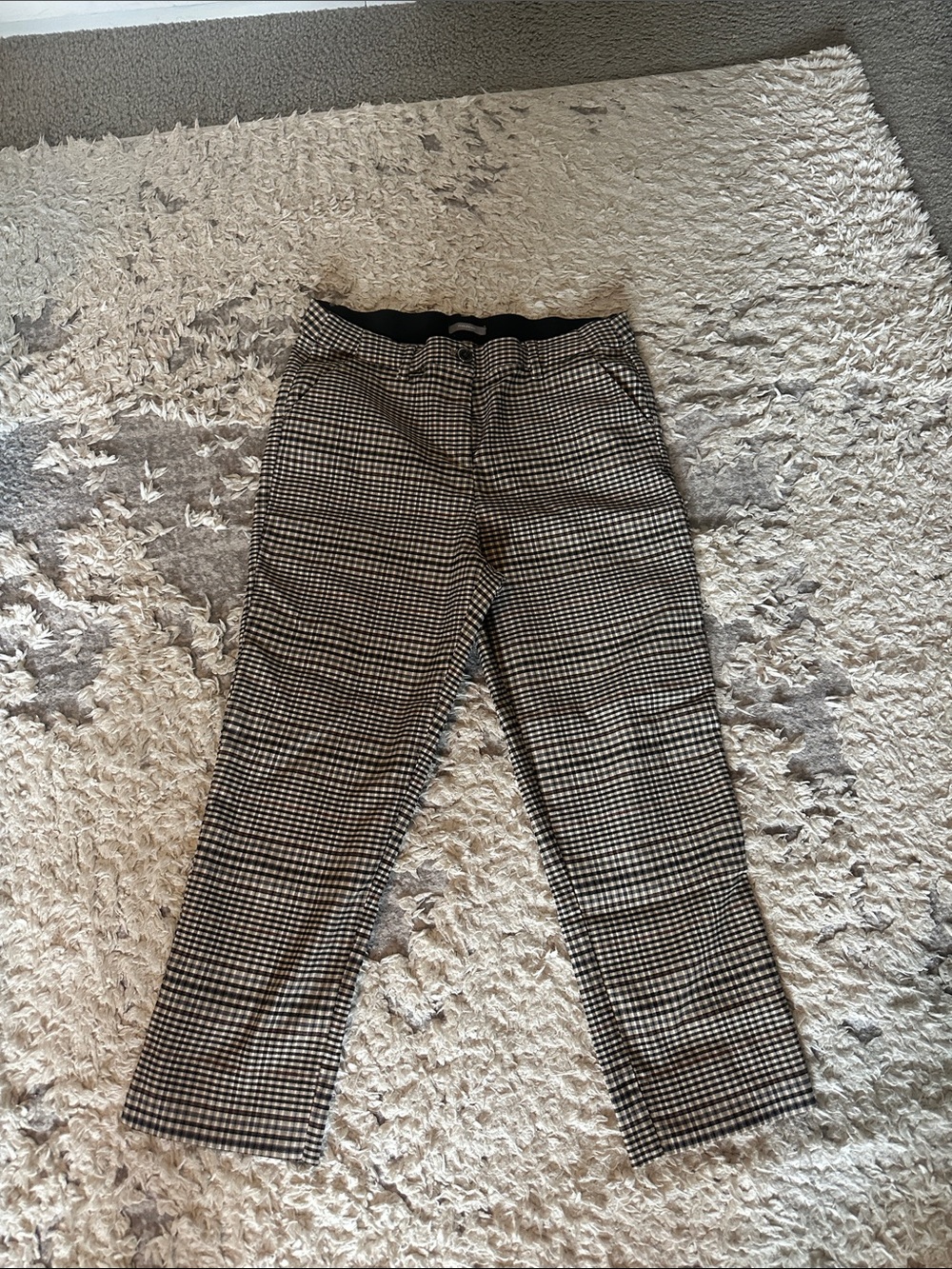Women’s  capri black & White and brown plaid  Dress Pants